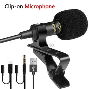 Mikrofonlar 1.5m USB Mini Lavalier Mikrofon Tip C Metal Klipsli Mikrofon 3.5mm Kondenser PC Dizüstü bilgisayar Konferansı Mikrofon Mikrofon 2449