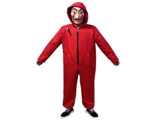 New La Casa De Papel Jumpsuits Salvador Dali Cosplay Costume Salvador Dali Cosplay Movie Costume Mask Halloween Clothing S3XL3239422