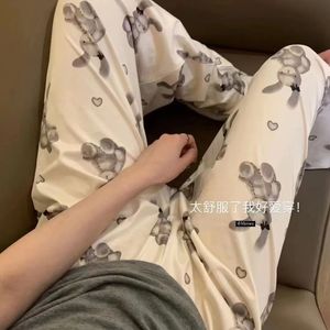 Cute Cartoon Print Y2K Pajama Pants Womens Lounge Bottoms Home Clothes Pj Sleepwear Plus Size Spring 240408