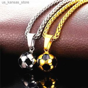 Pendant Necklaces Sports product football necklace stainless steel chain necklace football boy gift necklace240408