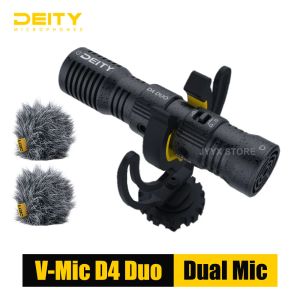Microphones Deity VMic D4 Duo Cardioid Microphone TRS 3.5MM Dual Capsule Microphone for Vlog Video Studio DSLR Camera