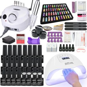 Guns Nail Set Uv Led Nail Lamp for Manicure Set 20/10 Gel Nail Polish Set Kit Soak Off Gel Varnish for Nail Art Set Hine Nail File