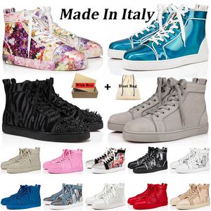 Mit Box 2024 Made in Italien Luxurys Designer Marke Red Bottoms Männer Kleiderschuhe Sneakers Teller-Formeln Herren Frauen Leder Bottom Trainer Loafer Gehen großer Größe