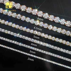 Billigaste pris tenniskedja 3mm 4mm 5mm gra hiphop smycken 925 sterling silver vvs d färg diamant moissanit tennis halsband