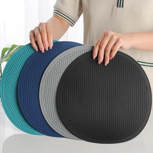 Table Mats 30cm Large Silicone Mat Heat Resistant Placemat Honeycomb Nonslip Pot Holder Round Cup Kitchen Accessories