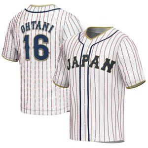 Polos maschile BG Baseball Jersey Japan 16 Ohtani Maglie da cucire da ricamo Sports di alta qualità White Stripe World Nuovo