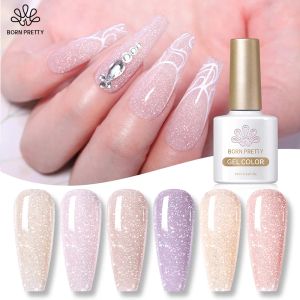 Kit 6 flaskor 10 ml gelérosa glitter gelpolsk kit född ganska prålig glittrande gelpolska set genomskinlig ren gel nagellack