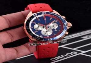 1 Miyota Quartz Chronograph Mens Watch Rose Gold Blue Silver Subdial Stick Markers Red Rubber Strap Stopwatch Watches 2021 Puretime01 Z110a19086187