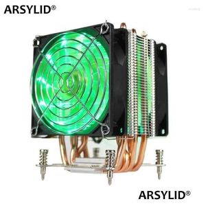 Fan Soğutma Bilgisayar Arsylid CPU Soğutucu 6 Isı Boruları Çift fan 9cm 4pin PWM Fan Desteği Intel LGA115X 1366 2011 TDP 130W Sessiz X79 X OTPFI