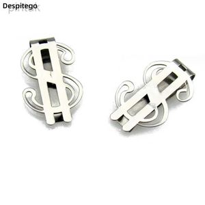 Money Clips Us Seller Creative Money Holder Clip Dollar Design Rostfritt stål Silverton Slät dollar Sign Money Clip Credit Card Holder 240408