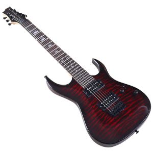 Guitar Electric Guitar 7 String Travel Guitar 39 Inch Flyod Rosed Pickup Solid Basswood Body Maple Neck Musical Instrument