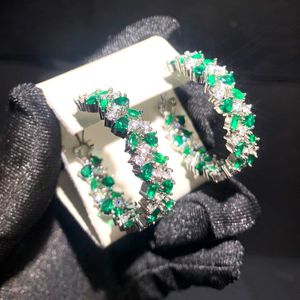 2024 High quality Mixed Green White Color Round Marquise Cubic Zirconia CZ Hoop Earrings for Women Girl Fashion Jewelry