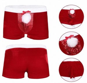 MUITAS PONTAS Ano Red Mens Lingerie Velvet Christmas Boxer Shorts Roupa Unders Men Sexy Fantasmas de Halloween 32kz4632820