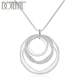 Pendant Necklaces DOTEFFIL 925 Sterling Silver 18 Inches Three Circle Pendant Chain Frosted Necklace For Women Fashion Wedding Party Charm JewelrVYI5