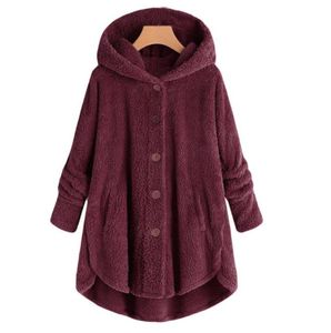 Kobieta Plush Płaszcz Fashion Fash Warm Button Coat Fluffy Tail Tops Women039s Kurtki z kapturem Pullover Los SWEATERJ303259943