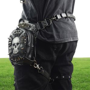 Gothic Steampunk Skull 2019 Women Messenger skórzane torby talii Modna Retro Rock Motorcycle Noge Bag For Men T2001132197013