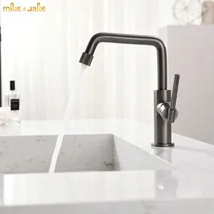 Banyo lavabo musluklar 360 derece rotasyon tabancası gri havza musluk ışık lüks ve soğuk metal