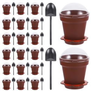 20 Sets Nursery Pot Small Cake Flowerpots Yogurt Cups Dessert Cupcake Beverage Soda Lime Glass Mini Plastic Planters 240325