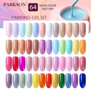 Gel parkson 64pcs/set gel dipinto gel di fango gel manicure unghie in immersione dalla vernice d'arte gel a led UV set inchiostro inchiostro gel litici per unghie