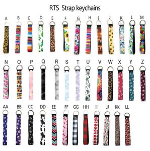 Solid Color Neoprene Wristlet Keychains Lanyard Strap Band Split Ring Key Chain Holder Key Hand Wrist Lanyard Keychain For GirlsW2076301