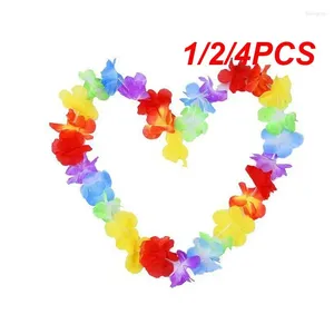 Decorative Flowers 1/2/4PCS Hawaii Party Leis Flower Wreath Garland Hawaiian Necklace Hawai Floral Farmhouse Decor Supplies