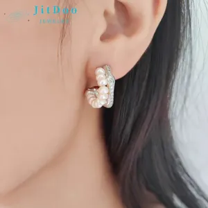 Stud Earrings JitDoo 2024 Pearl Genuine Natural Freshwater 925 Sterling Silver Jewelry For Wemon Wedding Gift