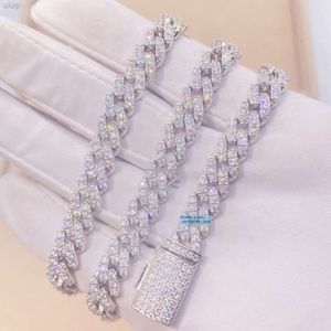 Wholesale Price Hio Hop Iced Out Jewelry 8mm Width One Row 925 Sterling Silver Vvs Moissanite Diamond Cuban Link Chain Necklace