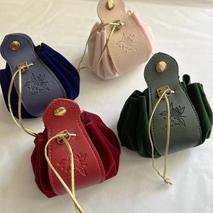 Gift Wrap 10 Pcs Leather Bags Packing Jewelry Drawstring Pouch Cosmetic Wedding Baby Shower Candy Wrappling Reusable Sachet Packaging