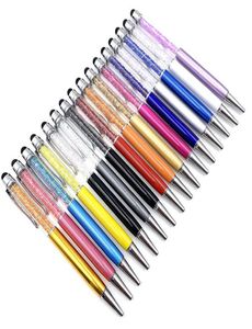 Fine Crystal Ballpoint Pen Fashion Creatilus Stylus Touch Pen do pisania papierniczych biur School Ballpen Black Ballpoint Pens5929228