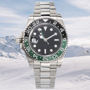 Relojes Mens Automatic Left Crown Watches 41mm Classic Business Casual 904L Rostfritt stål Grön svart keramisk safirglas armbandsur Montre de luxe gåvor