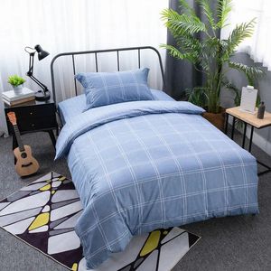 Sängkläder sätter hemtextil bomull för barn Set Geometric Figur 3st Däcke Cover Bed Sheet Pillow Case Simple Living Single