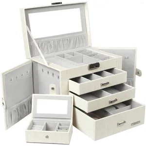 Storage Boxes Large Capacity 3 Drawers Box Packaging Jewelry With Mirror Handle Travel Case For Organizer Customized Color