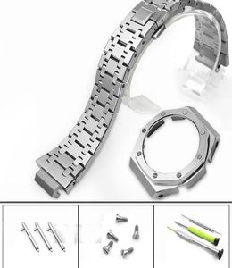 Смотреть ленты EST Watchband и Bezel для GA2100 Модификация 100 Metal 316L из нержавеющей стали с инструментами GA21008273045