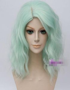 40 cm Mint Green Lolita Curly Women Women Party Hair Cosplay Wig Resistente al calore Cap2958439