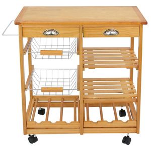 Rolling Wood Kitchen Island Trolley Cart Dining Laying Drawers Stand Hitable7799743