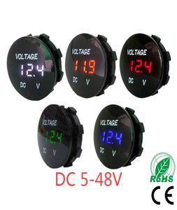 Nowy okrągłe wodoodporne motocykl samochodu samochodowego DC5V48V LED Panel Mini Digital Volt Meter Meter Monitor Wyświetlacz Voltmeter5745650