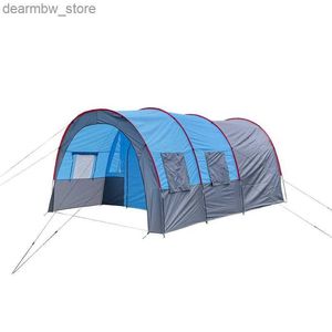 Tents and Shelters Outdoors Double Layer Portable One Room Two Living Rooms 5-8 People Tunnel Tent Sunscreen and UV Protection Large Camping Tent L48