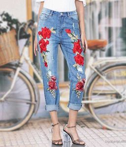 Jeans damer lösa broderad mamma jeans kvinna 2020 sommar kvinnlig pojkvän jeans för kvinnliga kläder denim byxor med hög midja jeans