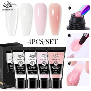 Gelfödd ganska förlängning nagelgel set 4/5 st 30 ml snabb utökad hård gel vit klar rosa gel nagellack för hem diy förläng nagel