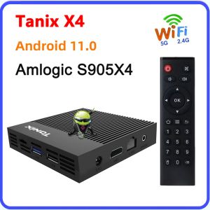 Box Tanix X4 Android 11 Smart TV Box Amlogic S905X4 4GB 32GB 64GB 2.4G 5G Dual WiFi 100m 4K Set Top Box Media Player TV Mottagare