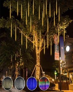 ソーラーランプ30cmレッドメテオシャワーストリングライト8チューブガーランド防水妖精のための庭のクリスマス装飾4587308