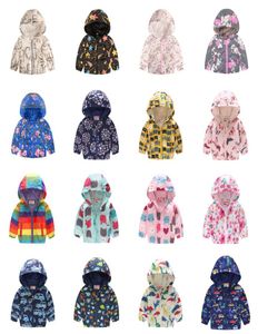 Giacca per ragazze per ragazzi per bambini 39 colori con cappuccio con cappuccio fiore a farfalla stampato con cerniera lunga cerniera casual giacca casual outwear7014210