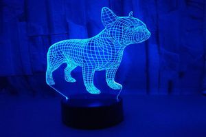 Veränderliche Berührung Fernbedienung Sehlampe Bunte 3D -Nachtlichter Atmosphäre Französisch Bulldog 3D Kleine Tischlampe Weihnachtsgeschenk1423224