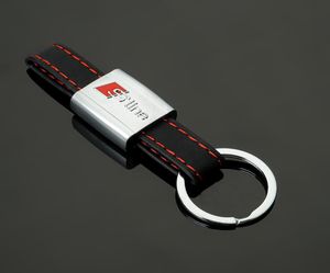 Schlanker Schlüsselbund -Emblem -Abzeichen Aufkleber schwarz rote Linie Leder für Audi 3 A4 A5 A6 A8 TT RS Q5 Q7 S Keyring KeyfOB5350418