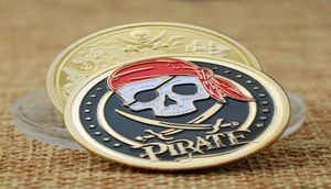 Non Magnetic Challenge Badge Craft Skull Pirate Ship Gold Plated Treasure Coin Lion of The Sea Running Wild Collectible Vaule Meda7184183
