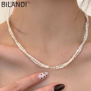 Pendant Necklaces Bilandi Fashion Jewelry Two Layer Small Beads Simulated Pearl Necklace For Women Girl Party Wedding Gift Accessories Hot Sale240408