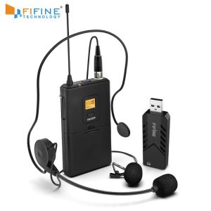 Microfones FIFINE TRESLESS LAVALIER MICROPHONE FÖR PC MAC med USB -mottagare Free Your Hands For Interview Record Tal Podcast 031b