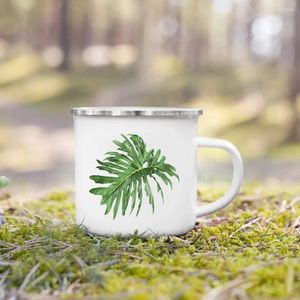 Mugs Practical Metal Tortoise Leaf Anemone Enamel Mug Thermal Coffee Cup To Carry Cups Drinkware Original Breakfast