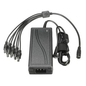 Ladegeräte DC Ladegerät Adapter 12V 5A CCTV EU US -Stecker Netzteil + 8 -Wege -Leistungssplitterkabel für Monitor CCTV CCD -Überwachungskamera