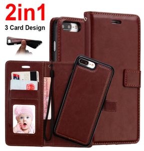 För iPhone X 7 6 Plus 2 i 1 magnetisk magnet avtagbar avtagbar plånboksläderfodral täcker iPhone 8 5 Samsung S9 Säljer2460673